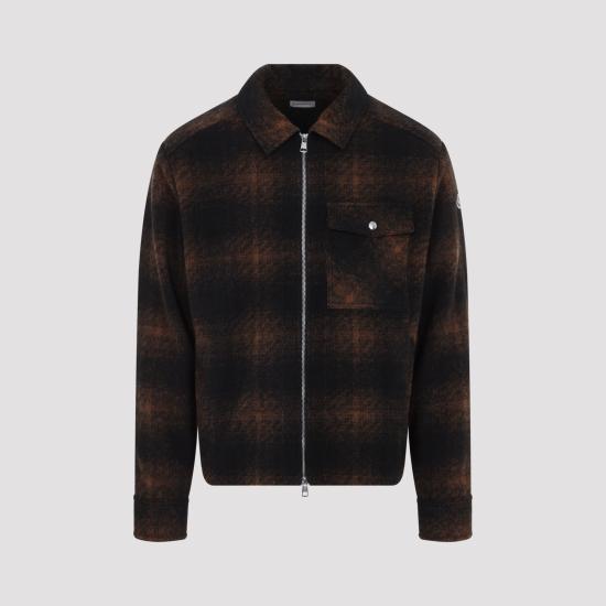 26FW 몽클레어 체크 플란넬 집업 셔츠 자켓 L20912F0003589BKBF29 Dark brown - MONCLER