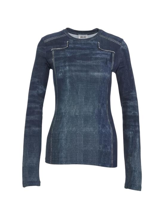 26FW 리우조 반팔 티셔츠 UF6515J1624L9681 Navy blue - LIU JO