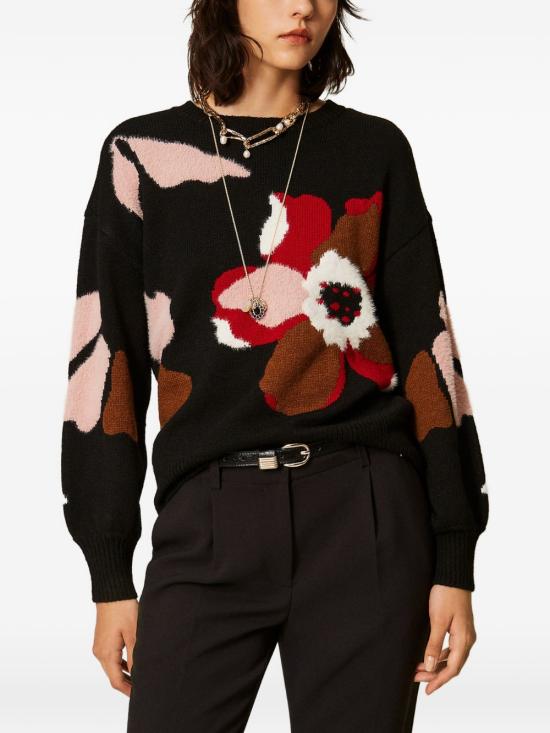 26FW 트윈셋 스웨터 262AT3021S2227614117 INTARSIO FIORE NERO CILIEGIA - TWINSET