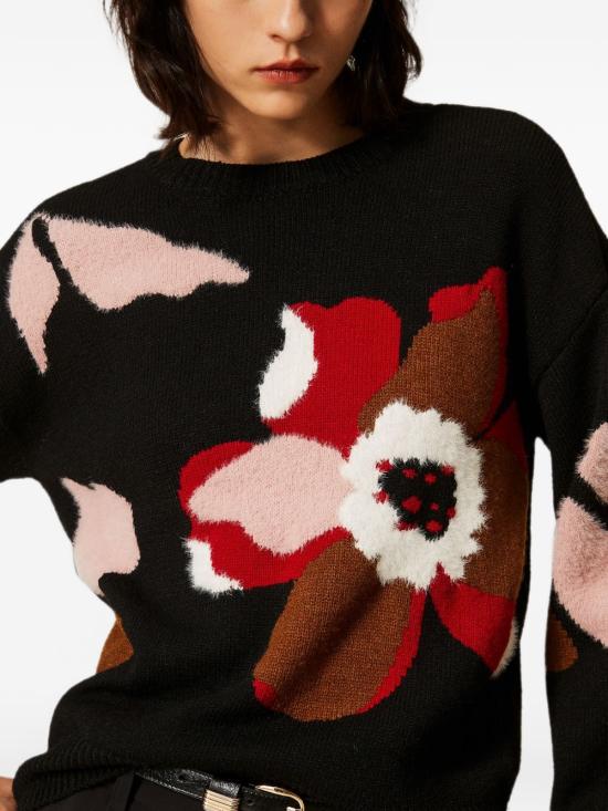 26FW 트윈셋 스웨터 262AT3021S2227614117 INTARSIO FIORE NERO CILIEGIA - TWINSET