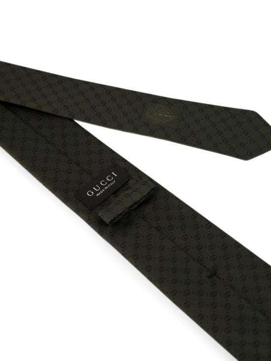 26FW 구찌 인터로킹 G 실크 자카드 타이 A006WU4E0093000 Olive green - GUCCI