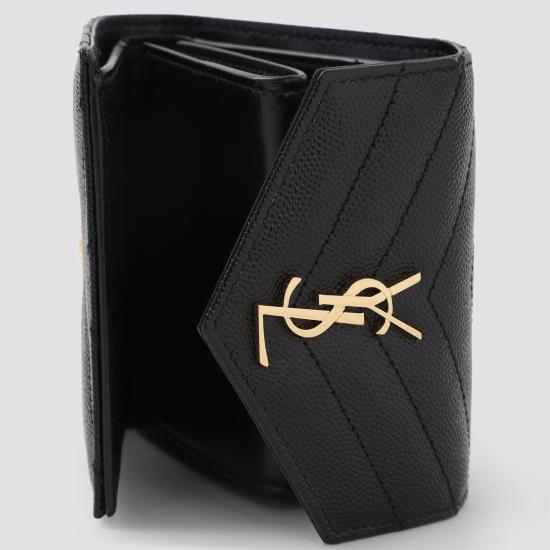 26FW 생로랑 그랑 드 뿌드르 엠보스드 레더 카산드라 마틀라세 지갑 692061BOW011000 NERO - SAINT LAURENT
