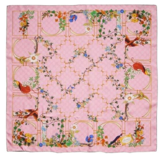 26FW 구찌 프린트 실크 트윌 까레 7770663G0015967 PINK LIGHT GREEN - GUCCI