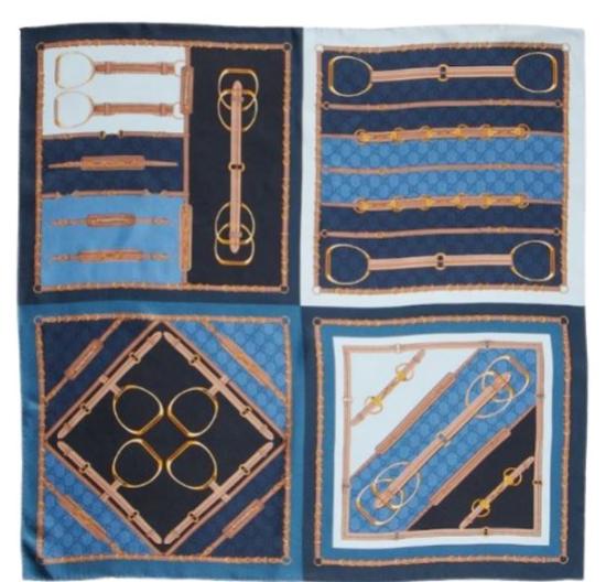 26FW 구찌 프린트 실크 트윌 까레 7862223G0014768 NILE BLUE - GUCCI