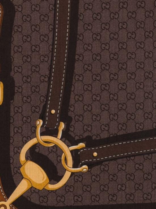 26FW 구찌 프린트 GG 실크 트윌 자카드 숄 A007EB3GARI2100 DARK BROWN - GUCCI