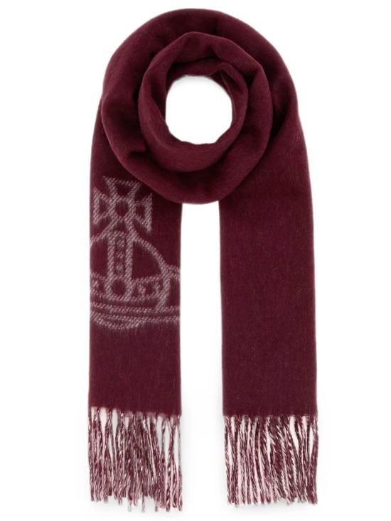 26FW 비비안웨스트우드 싱글 ORB 더블 페이스 머플러 81030006W01MKI401 BORDEAUX