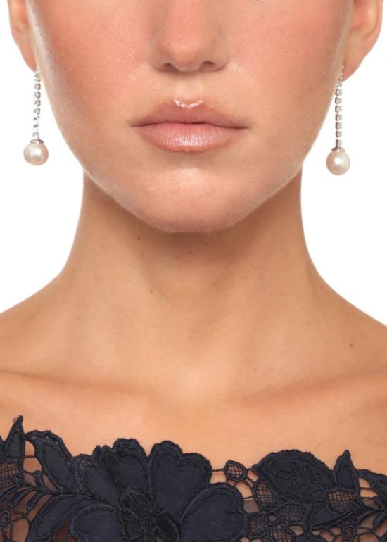 26FW 셀프 포트레이트 주얼리 AW26633ESLCRYSTAL PEARL DROPLETSILVER - SELF PORTRAIT