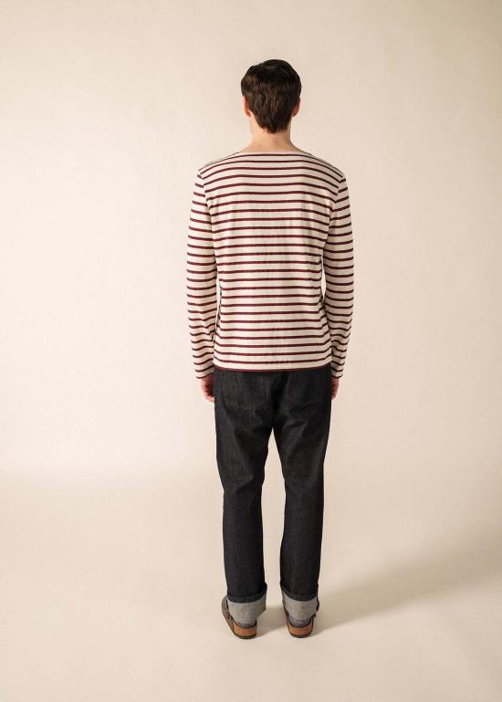  세인트제임스 긴팔 티셔츠 Saint James Usa Beille Breton 셔츠 에크루/버건디 - SAINT JAMES