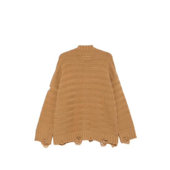  MM6 메종마르지엘라 가디건 Mm6 메종 마르지엘라 골지 브이넥  카멜 브라운 - MM6 MAISON MARGIELA