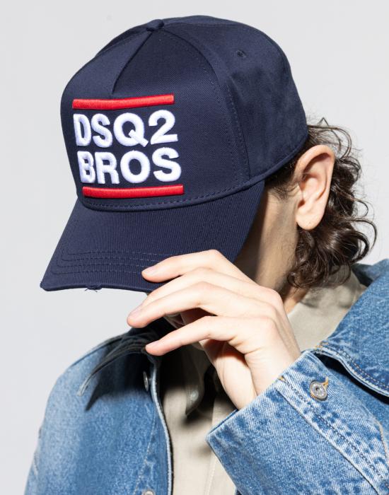  디스퀘어드2 모자 Dsquared2 Dsq2 Bros 로고 베이스볼 캡 블루 - DSQUARED2