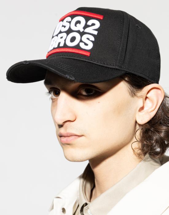  디스퀘어드2 모자 Dsquared2 Dsq2 Bros 로고 야구  블랙 - DSQUARED2