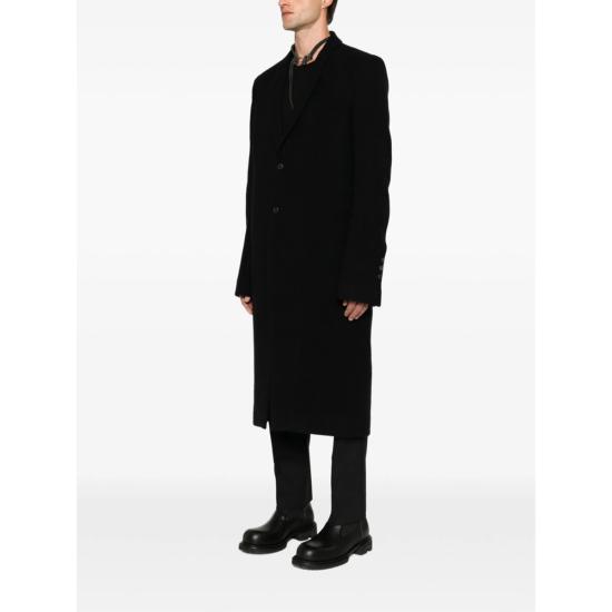  릭 오웬스 코트 싱글 브레스트 버진 울  블랙 - RICK OWENS