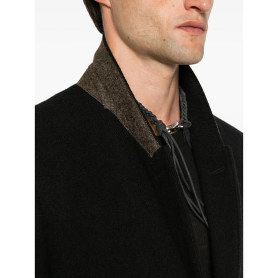  릭 오웬스 코트 싱글 브레스트 버진 울  블랙 - RICK OWENS