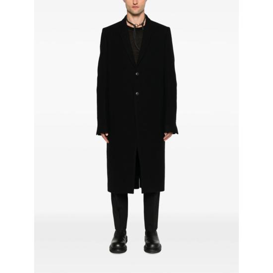 릭 오웬스 코트 싱글 브레스트 버진 울  블랙 - RICK OWENS