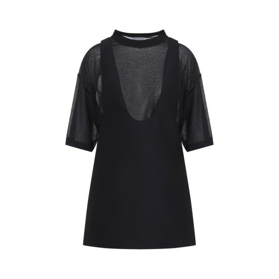 26FW 발렌시아가 하이브리드 미니 드레스 A0028K TUT22 1000 BLACK - BALENCIAGA