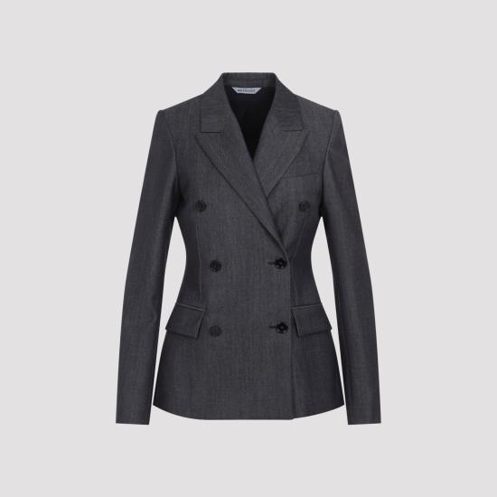 26FW 발렌시아가 오버사이즈 가죽 레이서 자켓 872296 TUT44 4100 DARK NAVY
