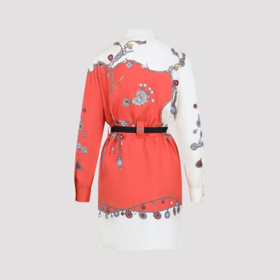 26FW 베르사체 숏 원피스 1025495 1A18638 5O360 ORANGE WHITE GOLD - VERSACE