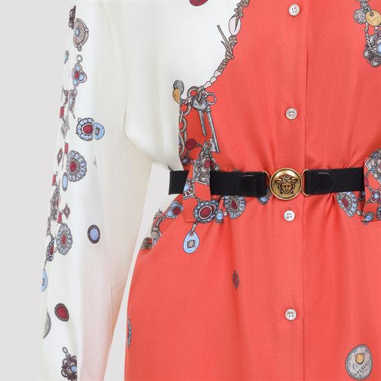 26FW 베르사체 숏 원피스 1025495 1A18638 5O360 ORANGE WHITE GOLD - VERSACE