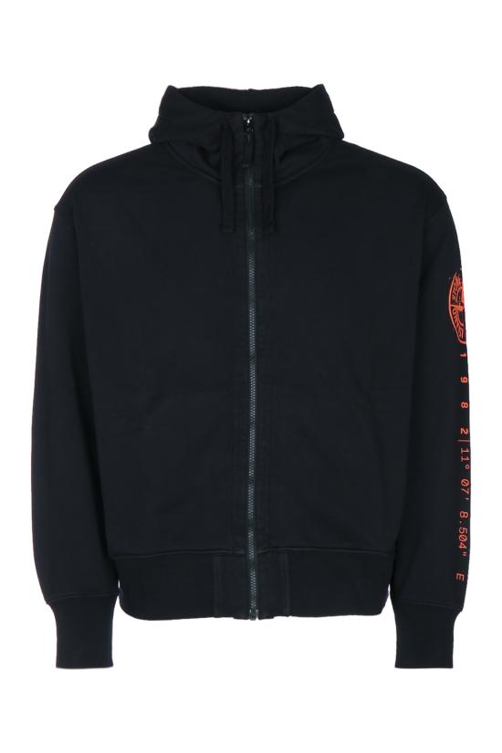 26FW 스톤 아일랜드 오가닉 코튼 플리스 와펜 집업 후드 티셔츠 오가닉 코튼 플리스 와펜 집업 후드 티셔츠 L2S156100009S0467 V0029 BLACK