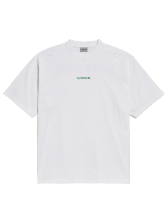 26FW 발렌시아가 백 티셔츠 미디움 핏 764235 TTVJ1 9163 WHITE APPLE GREEN