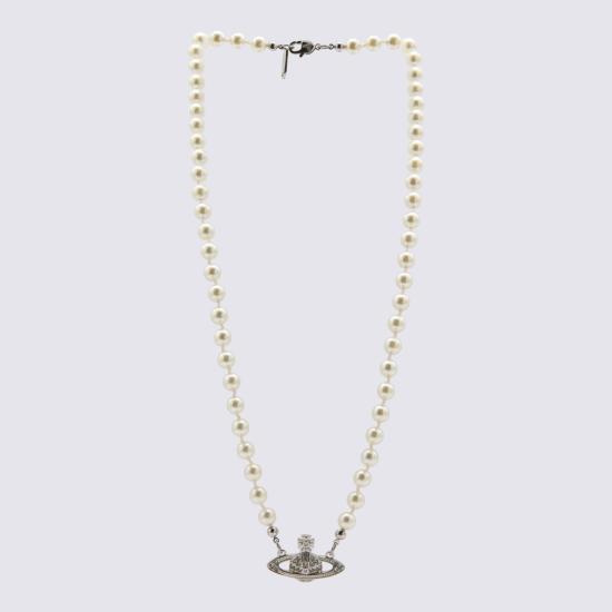 26FW 비비안웨스트우드 목걸이/팬던트 63010100 02P104P104 PLATINUM CREAM PEARL CRYSTAL - VIVIENNE WESTWOOD