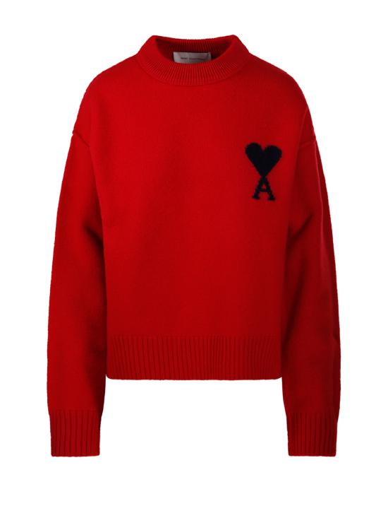 26FW 아미 빅 하트 울 크루넥 스웨터 UKS838 018 A252 ROUGE RUBIS NOIR