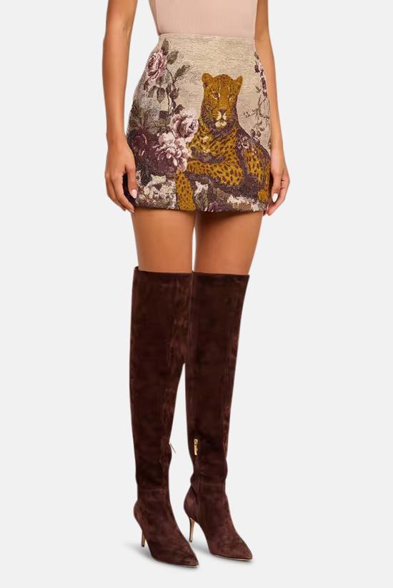  라장스 숏 스커트 3532BTU MULTI LEOPARD TAPESTRY PRINT - L'AGENCE