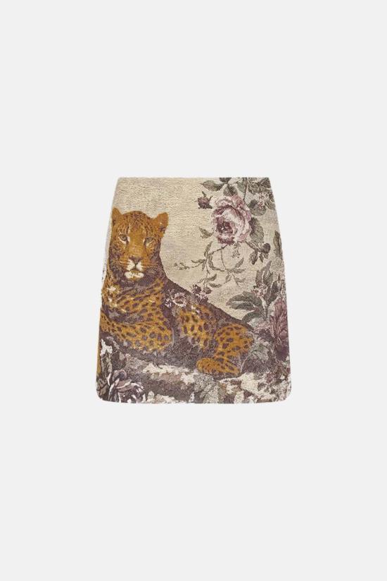  라장스 숏 스커트 3532BTU MULTI LEOPARD TAPESTRY PRINT