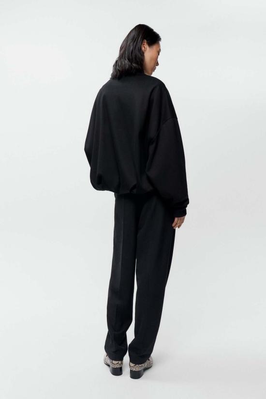  코데라 긴팔 티셔츠 코르데라 오가닉 코튼 벌룬 쿼터 집업 탑 블랙 - CORDERA