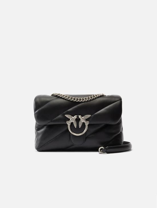 26FW 핑코 가방 Borsa a Tracolla Love Bag 퍼프 소재의 나파 트라푼타타 네로/아르젠토