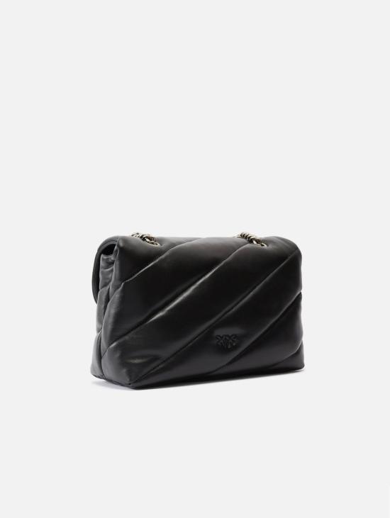 26FW 핑코 가방 Borsa a Tracolla Love Bag 퍼프 소재의 나파 트라푼타타 네로/아르젠토 - PINKO