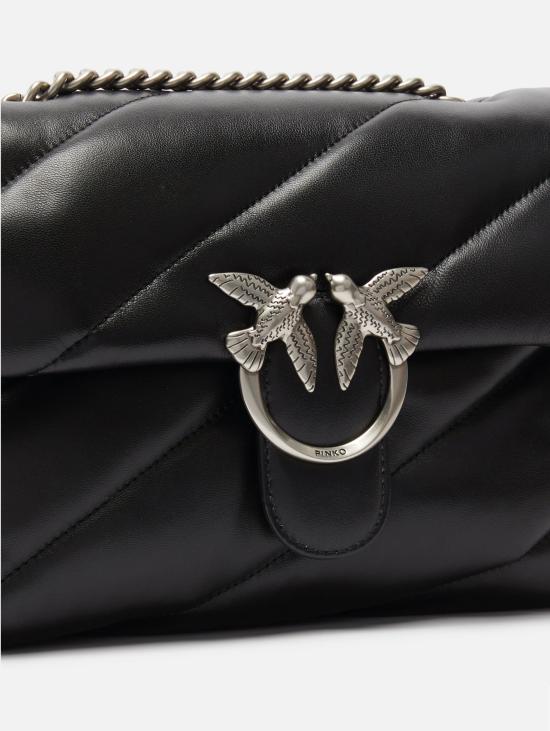 26FW 핑코 가방 Borsa a Tracolla Love Bag 퍼프 소재의 나파 트라푼타타 네로/아르젠토 - PINKO