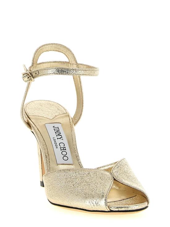  지미추 샌들 사코라 염소가죽 스틸레토 힐  골드 - JIMMY CHOO