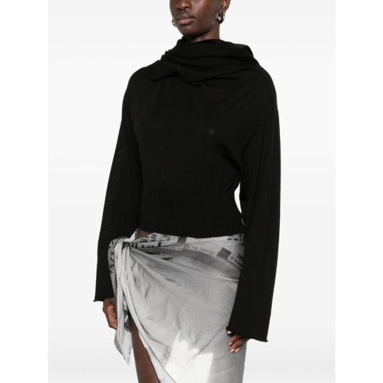  릭 오웬스 긴팔 티셔츠 RWS 울 니트 탑 블랙 - RICK OWENS