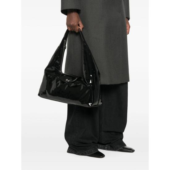  롱샴 가방 페이턴트 카프 가죽 숄더백 블랙 - LONGCHAMP