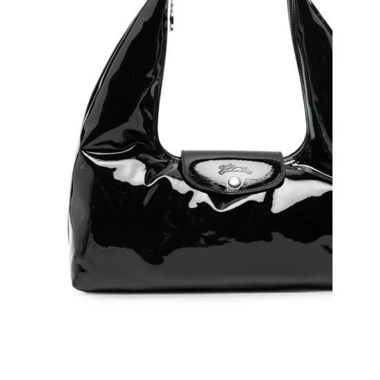  롱샴 가방 페이턴트 카프 가죽 숄더백 블랙 - LONGCHAMP