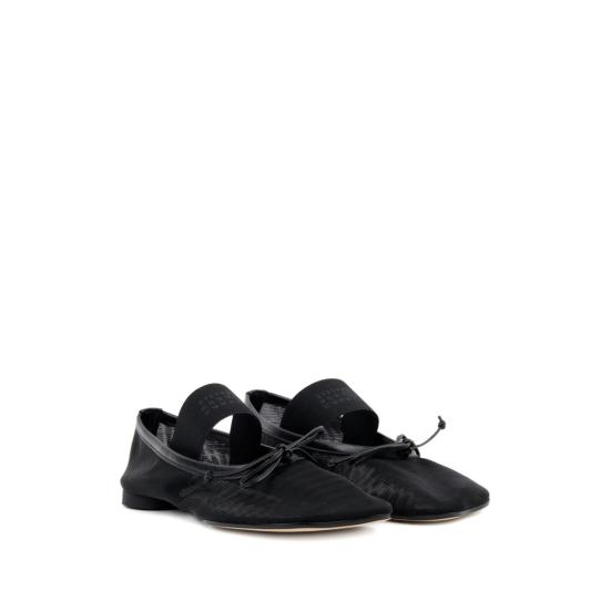  MM6 메종마르지엘라 플랫 슈즈 Mm6 메종 마르지엘라 보우 발레리나 슈즈 블랙 - MM6 MAISON MARGIELA