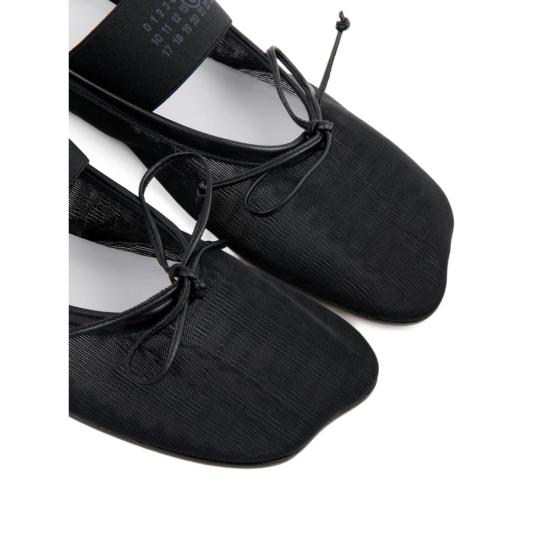  MM6 메종마르지엘라 플랫 슈즈 Mm6 메종 마르지엘라 보우 발레리나 슈즈 블랙 - MM6 MAISON MARGIELA