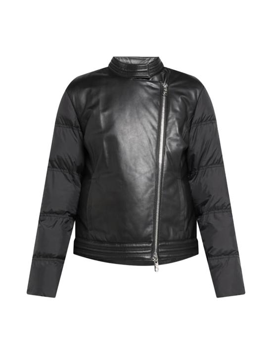  엠포리오 아르마니 가죽 자켓 하이브리드 레더 카반 재킷 블랙 - EMPORIO ARMANI