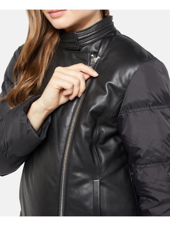  엠포리오 아르마니 가죽 자켓 하이브리드 레더 카반 재킷 블랙 - EMPORIO ARMANI