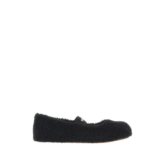 26FW 문부츠 시어링 퍼 발레리나 플랫슈즈 80D2400010 Black