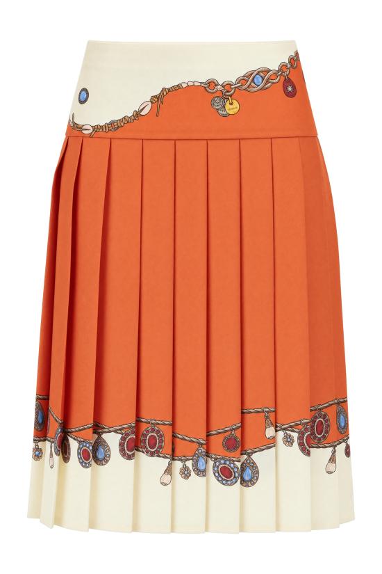 26FW 베르사체 스커트 10258951A18636 5O360 ORANGE WHITE GOLD