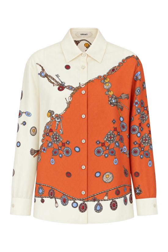 26FW 베르사체 셔츠 10256861A18682 5O360 ORANGE WHITE GOLD