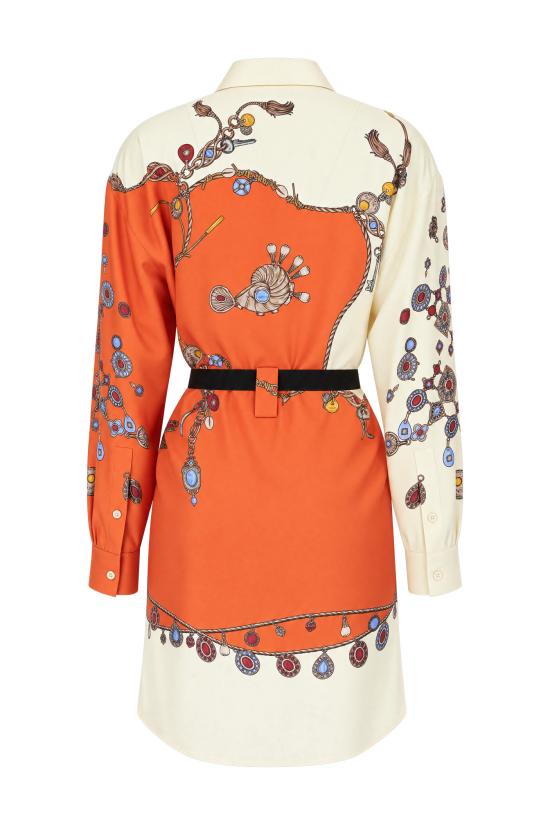 26FW 베르사체 원피스 10254951A18636 5O360 ORANGE WHITE GOLD - VERSACE