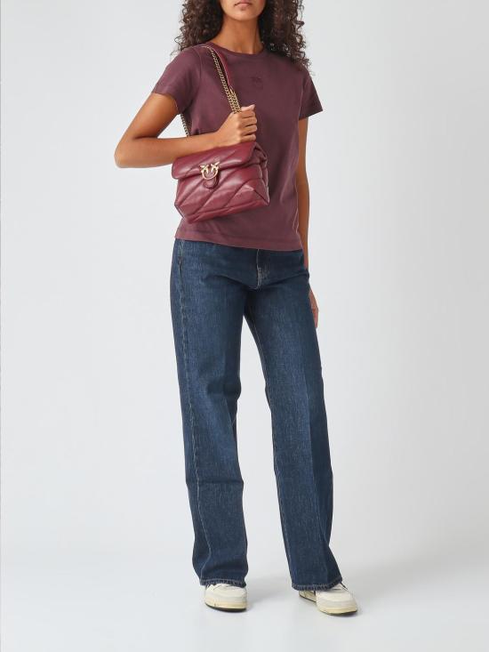 26FW 핑코 반팔 티셔츠 100355A3HM RR7 Burgundy - PINKO