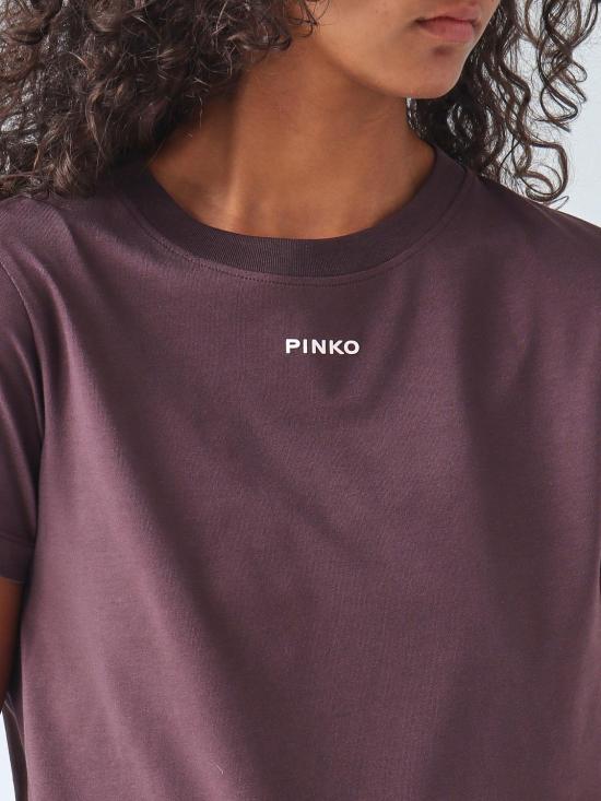 26FW 핑코 반팔 티셔츠 100373A3HK RR7 Burgundy - PINKO