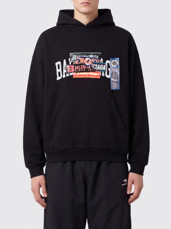 26FW 발렌시아가 범퍼 스티커 미디엄 핏 후디 871956TUVS8 1000 Black