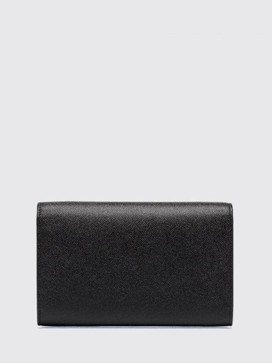 26FW 생로랑 그레인 레더 업타운 체인 지갑 6077881GF0J 1000 Black - SAINT LAURENT