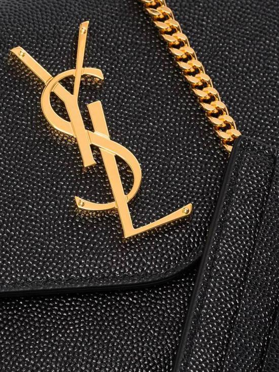 26FW 생로랑 그레인 레더 업타운 체인 지갑 6077881GF0J 1000 Black - SAINT LAURENT