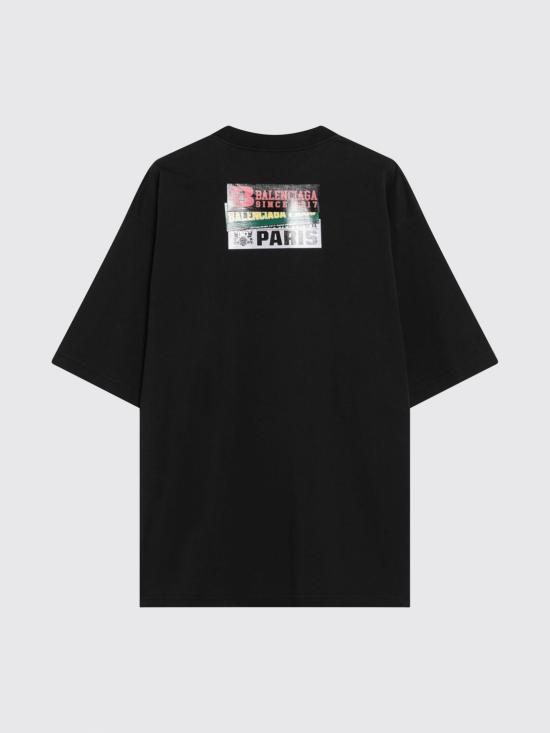26FW 발렌시아가 범퍼 스티커 미디움 핏 티셔츠 764235TUVS3 1000 Black - BALENCIAGA